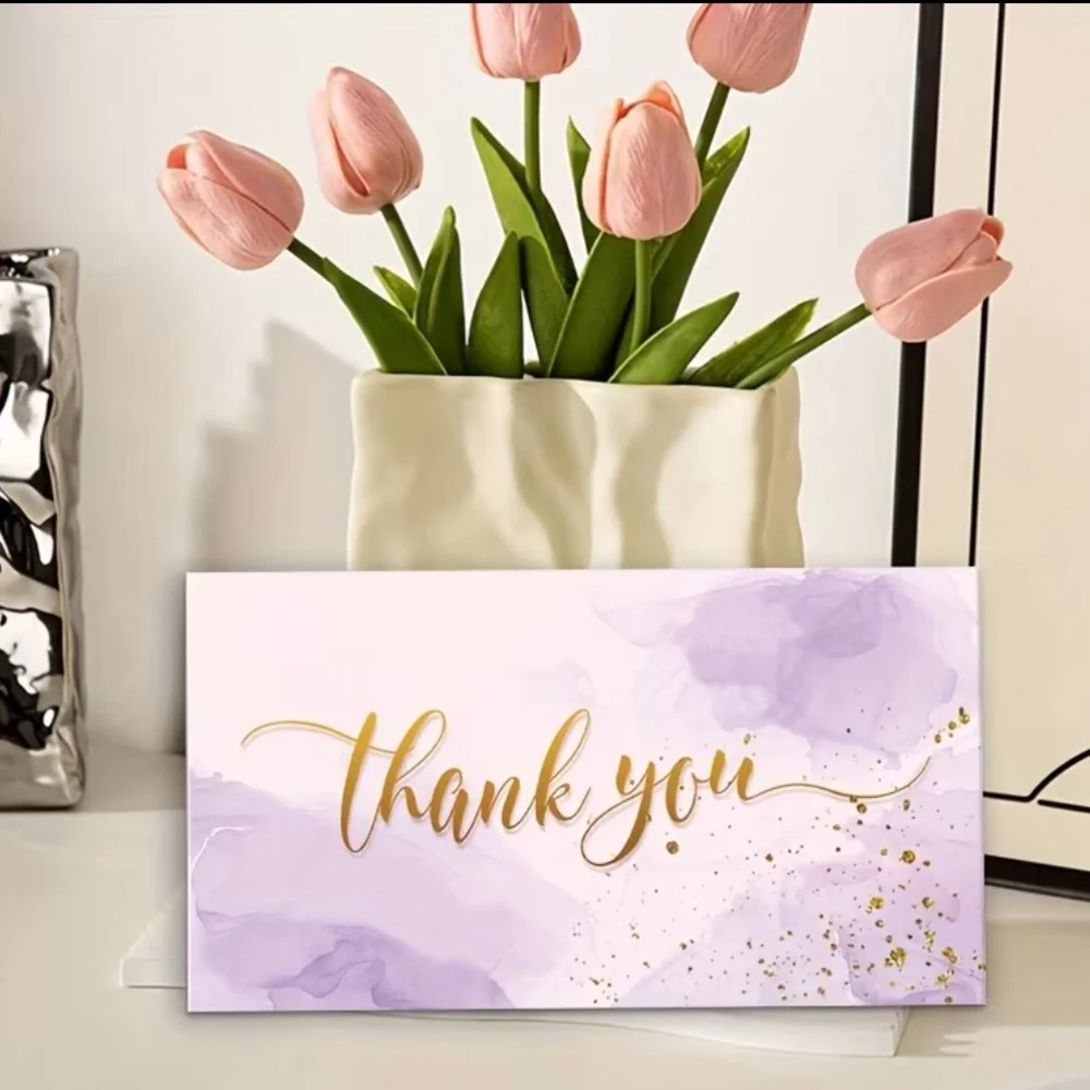 Purple and Gold Thank You Cards, 50 PCS, NEW